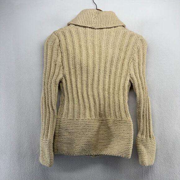 Vintage Fisherman Sweater Women's Small / Medium Beige Tan Cardigan thick 90s - Picture 8 of 8